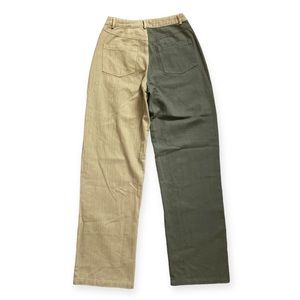 12th Tribe Two-Tone High Rise Pants Jeans Women’s Small Khaki Olive